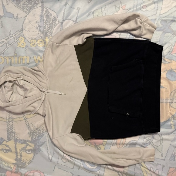 Hollister Colorblock Hoodie - Cream, Olive, and Black - Picture 4 of 4